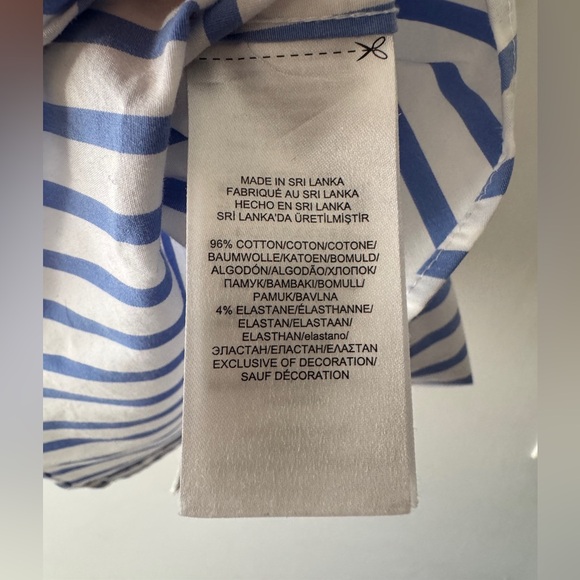Lauren Ralph Lauren Blue Jamelko Stipe Cotton Logo Shirt Stretch Non Iron - Picture 9 of 10